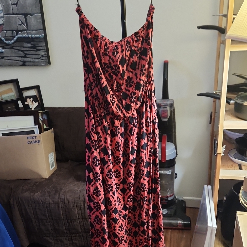 Elegant Black and Pink Floral long Dress